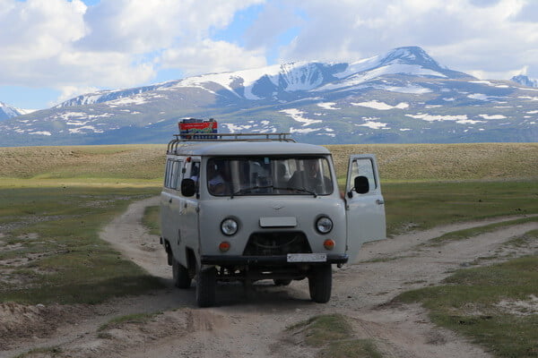 Driving in Altai Mountain